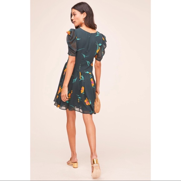 Astr Asymmetrical Floral Dress Dark Green Size S - Picture 4 of 8